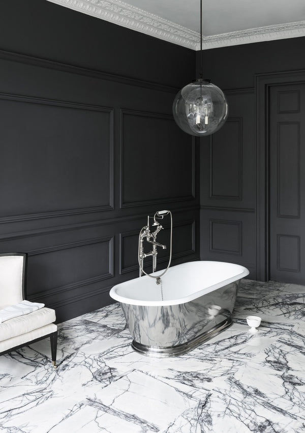Interior pintado com Paint & Paper Library Perse Grey No. 141